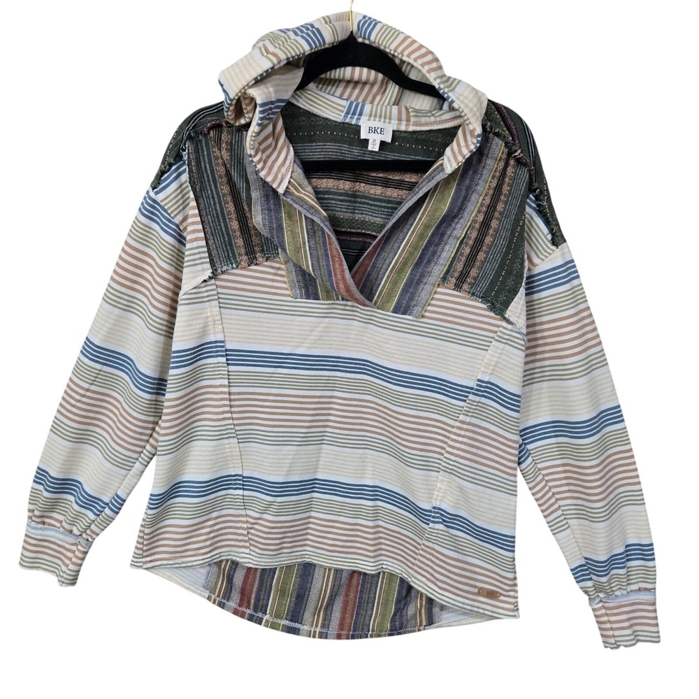 BKE Patchwork Hoodie Womens Medium Western Indie Boho Coastal‎ Granola Girl